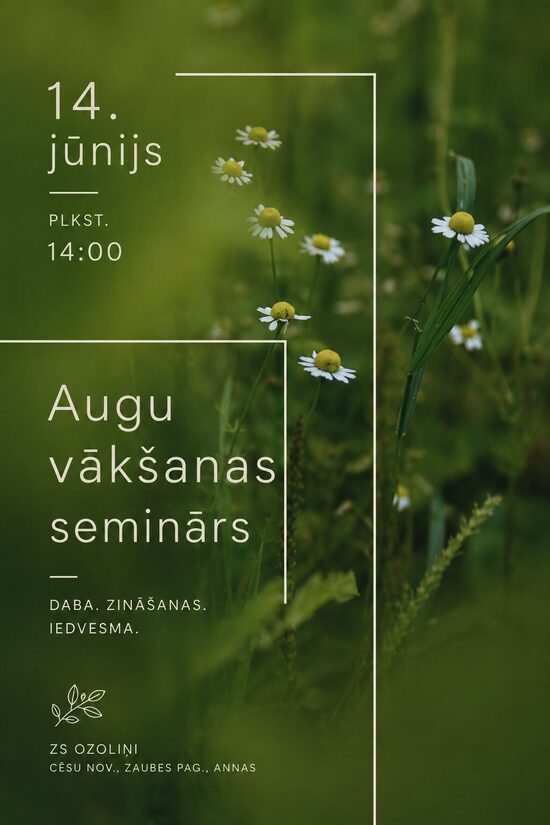 Augu vākšanas seminārs -  14.jūnijā, plkst 14:00